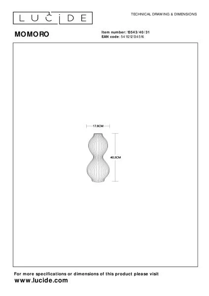 Lucide MOMORO - Lámpara de mesa - 1xE14 - Blanco - técnico